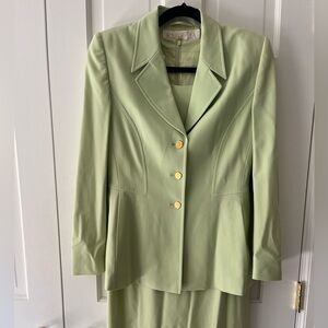 Escada Light Green Blazer with Gold Buttons. Dress listed separately.